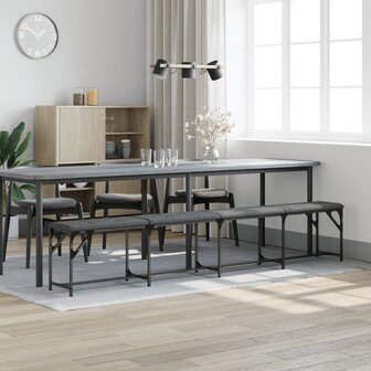 Eetkamerbank 248x32x45 cm staal en stof donkergrijs 3
