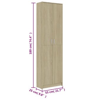 Gangkast 55x25x189 cm bewerkt hout sonoma eikenkleurig 9