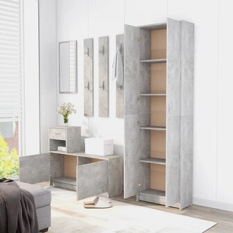 Gangkast 55x25x189 cm bewerkt hout betongrijs 4