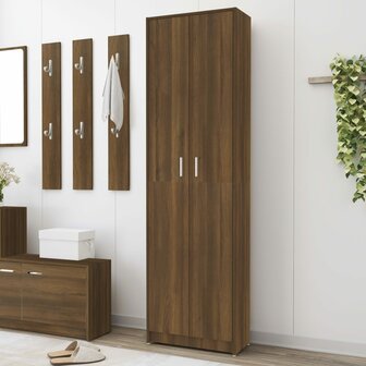Gangkast 55x25x189 cm bewerkt hout bruin eikenkleur 1