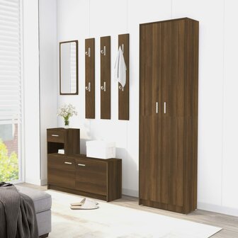 Gangkast 55x25x189 cm bewerkt hout bruin eikenkleur 3