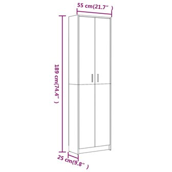 Gangkast 55x25x189 cm bewerkt hout bruin eikenkleur 9