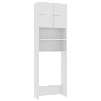 Wasmachinekast 64x25,5x190 cm bewerkt hout wit 2