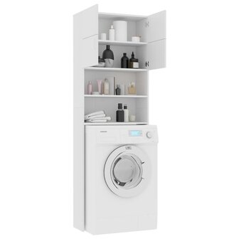 Wasmachinekast 64x25,5x190 cm bewerkt hout wit 4