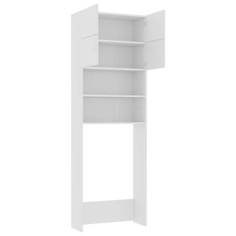 Wasmachinekast 64x25,5x190 cm bewerkt hout wit 5