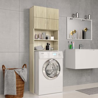 Wasmachinekast 64x25,5x190 cm bewerkt hout sonoma eikenkleurig 1