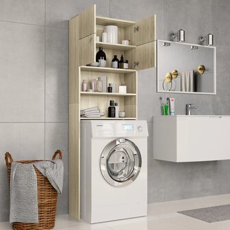Wasmachinekast 64x25,5x190 cm bewerkt hout sonoma eikenkleurig 3