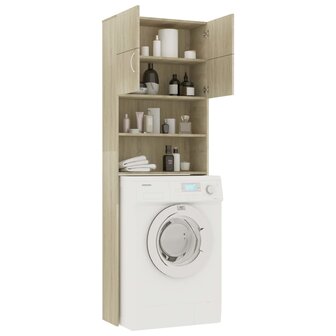 Wasmachinekast 64x25,5x190 cm bewerkt hout sonoma eikenkleurig 4