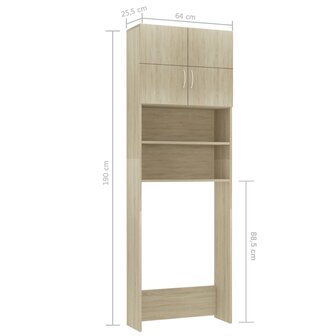 Wasmachinekast 64x25,5x190 cm bewerkt hout sonoma eikenkleurig 8