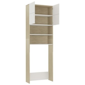 Wasmachinekast 64x25,5x190 cm wit en eikenkleurig 5