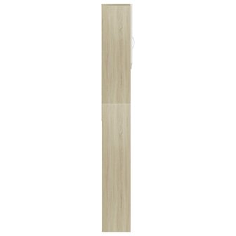Wasmachinekast 64x25,5x190 cm wit en eikenkleurig 7