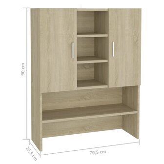 Wasmachinekast 70,5x25,5x90 cm sonoma eikenkleurig 8