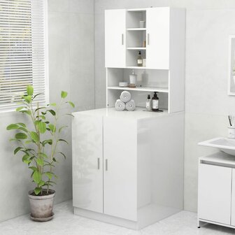 Wasmachinekast 70,5x25,5x90 cm hoogglans wit 1