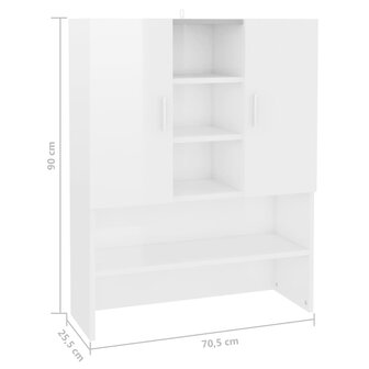 Wasmachinekast 70,5x25,5x90 cm hoogglans wit 8