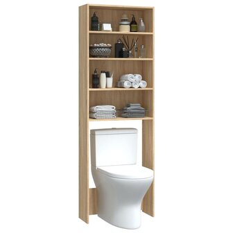 Wasmachinekast 64x24x190 cm wit en sonoma eikenkleurig 6