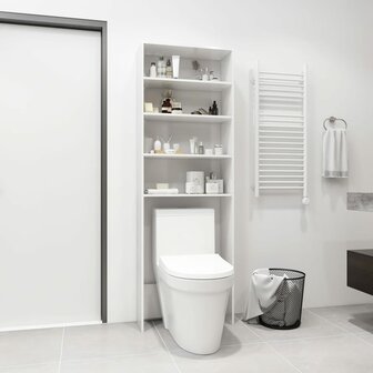 Wasmachinekast 64x24x190 cm hoogglans wit 1