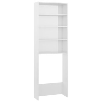 Wasmachinekast 64x24x190 cm hoogglans wit 2