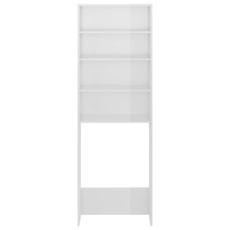 Wasmachinekast 64x24x190 cm hoogglans wit 3