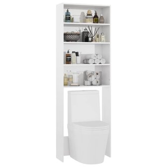 Wasmachinekast 64x24x190 cm hoogglans wit 6
