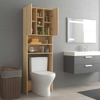 Wasmachinekast 64x25,5x190 cm sonoma eikenkleurig 8