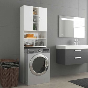 Wasmachinekast 64x25,5x190 cm hoogglans wit 1
