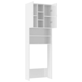 Wasmachinekast 64x25,5x190 cm hoogglans wit 5