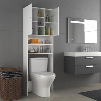 Wasmachinekast 64x25,5x190 cm hoogglans wit 8