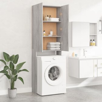 Wasmachinekast 64x25,5x190 cm grijs sonoma eikenkleurig 3