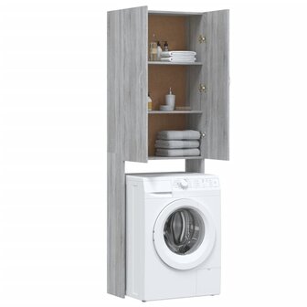Wasmachinekast 64x25,5x190 cm grijs sonoma eikenkleurig 5