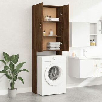 Wasmachinekast 64x25,5x190 cm bruin eikenkleur 3