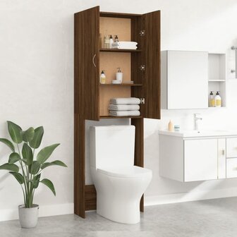 Wasmachinekast 64x25,5x190 cm bruin eikenkleur 4