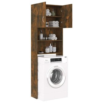 Wasmachinekast 64x25,5x190 cm gerookt eikenkleurig 7