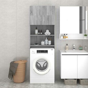 Wasmachinekast 64x25,5x190 cm grijs sonoma eikenkleurig 1