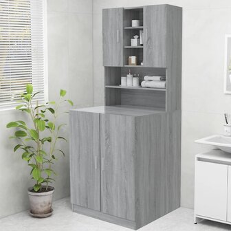 Wasmachinekast 70,5x25,5x90 cm grijs sonoma eikenkleurig 1