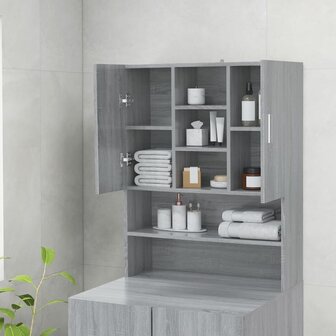 Wasmachinekast 70,5x25,5x90 cm grijs sonoma eikenkleurig 3