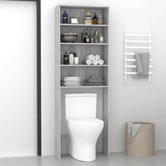 Wasmachinekast 64x24x190 cm grijs sonoma eikenkleurig 3