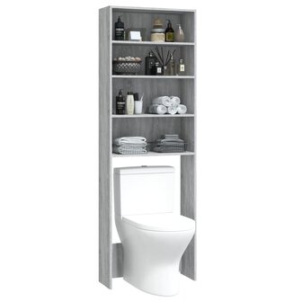 Wasmachinekast 64x24x190 cm grijs sonoma eikenkleurig 4