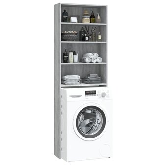 Wasmachinekast 64x24x190 cm grijs sonoma eikenkleurig 5