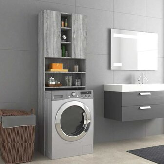 Wasmachinekast 64x25,5x190 cm grijs sonoma eikenkleurig 1