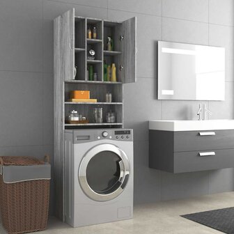 Wasmachinekast 64x25,5x190 cm grijs sonoma eikenkleurig 3