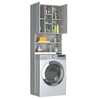 Wasmachinekast 64x25,5x190 cm grijs sonoma eikenkleurig 5
