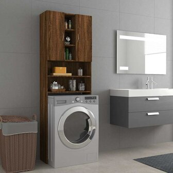 Wasmachinekast 64x25,5x190 cm bruin eikenkleur 1