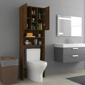 Wasmachinekast 64x25,5x190 cm bruin eikenkleur 4
