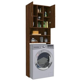 Wasmachinekast 64x25,5x190 cm bruin eikenkleur 5