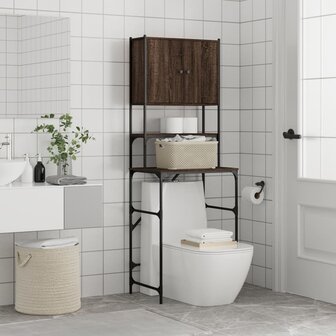 Wasmachinekast 68x48,5x194 cm bruin eikenkleur 4