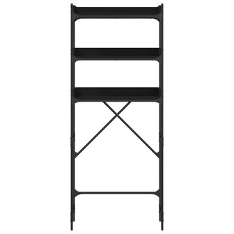 Wasmachinekast 67x25x163 cm bewerkt hout zwart 6