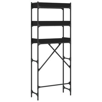 Wasmachinekast 67x25x163 cm bewerkt hout zwart 8