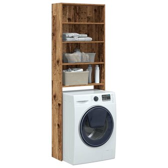 Wasmachinekast 64x24x190 cm oud houtkleurig 1
