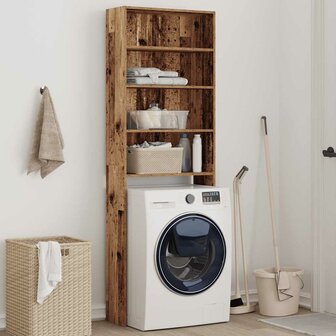 Wasmachinekast 64x24x190 cm oud houtkleurig 3