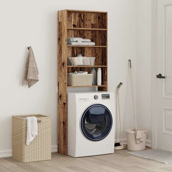 Wasmachinekast 64x24x190 cm oud houtkleurig 4